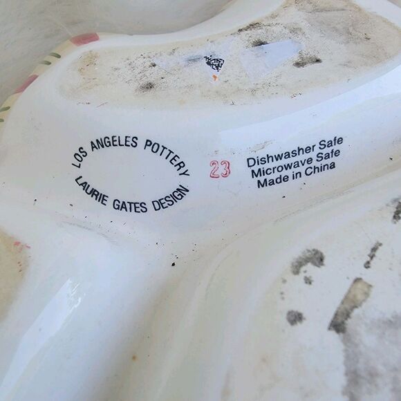 Holiday by Los Angeles Pottery 3-Part Dish Laurie Gates Design Christmas - Picture 3 of 3